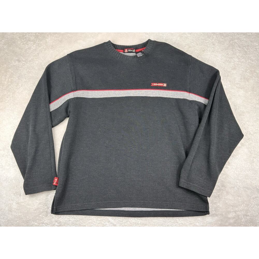 Vintage PLUGG Sweater Mens Large Grey Knit Pullover Made In Russia Y2K Retro